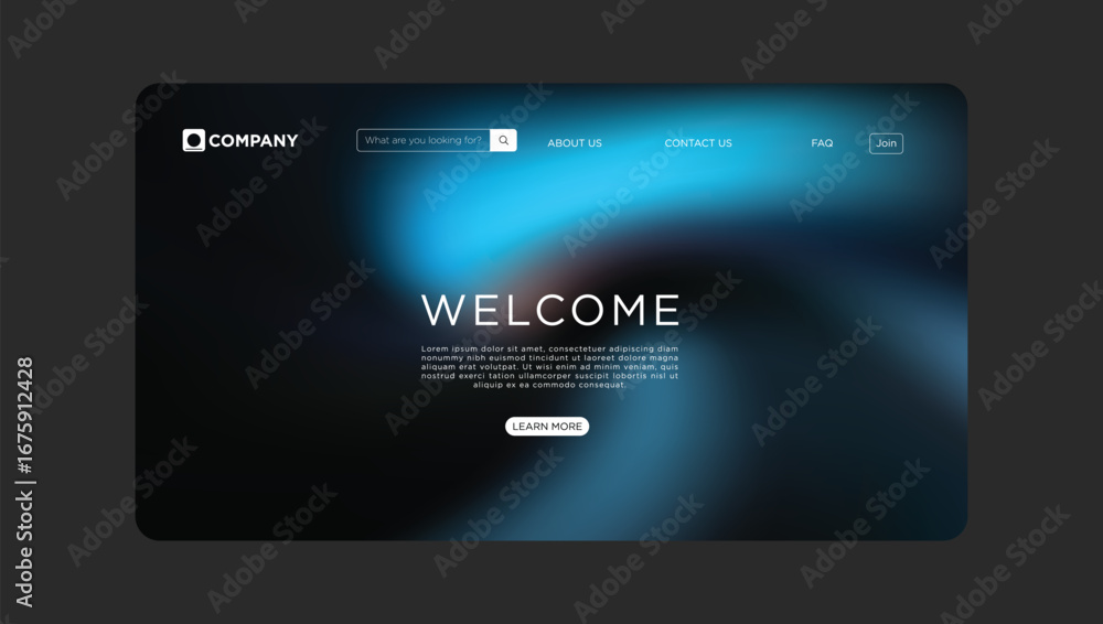 Aufkleber modern website template with calming blue gradient background for business and personal use