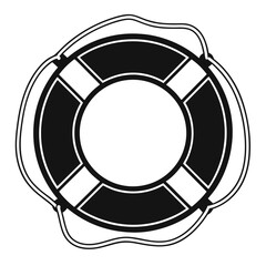 Black Silhouette of Emergency Water Aid Ring Lifesaving Safety Icon