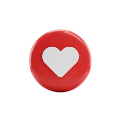 3d red heart like icon isolated on transparent background generative AI
