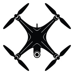 Drone in Flight Silhouette Simple Vector Technology Illustration