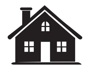 Cozy cottage house silhouette vector illustration artwork