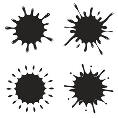 Creative Black Ink Splashes Minimalist Vector Silhouette Illustration