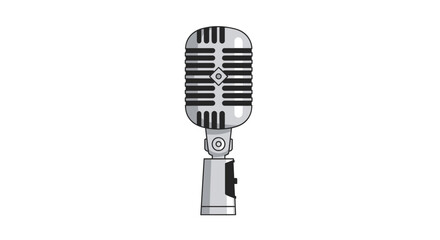 Classic retro silver microphone illustration for audio recording and performance.