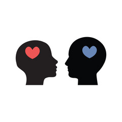 silhouette heads in profile on a white background