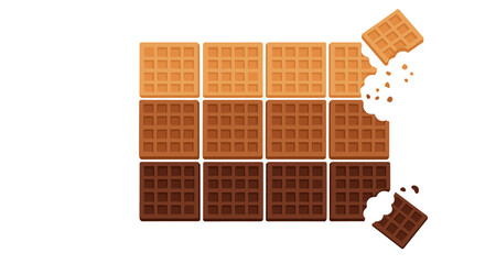 Deliciously sweet chocolate and vanilla waffle squares arranged in a grid pattern