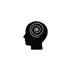 black abstract head with maze like critical thinking. flat simple psychologist knowledge logotype graphic design isolated on white. concept of escape quest or logical trouble or easy cognitive process