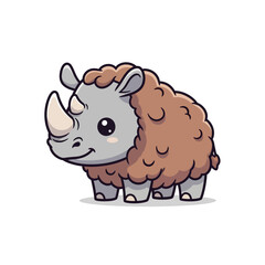 Obraz premium Adorable Cartoon Woolly Rhino Illustration