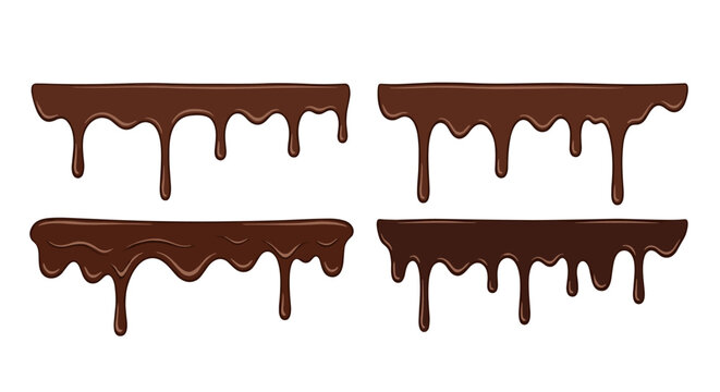 Delicious molten chocolate drizzle dripping effect set food beverage design elements