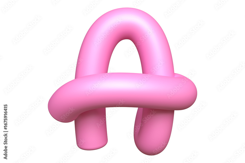 Poster matte pink pastel alphabet letter a. high quality 3d rendering smooth single-line font element.