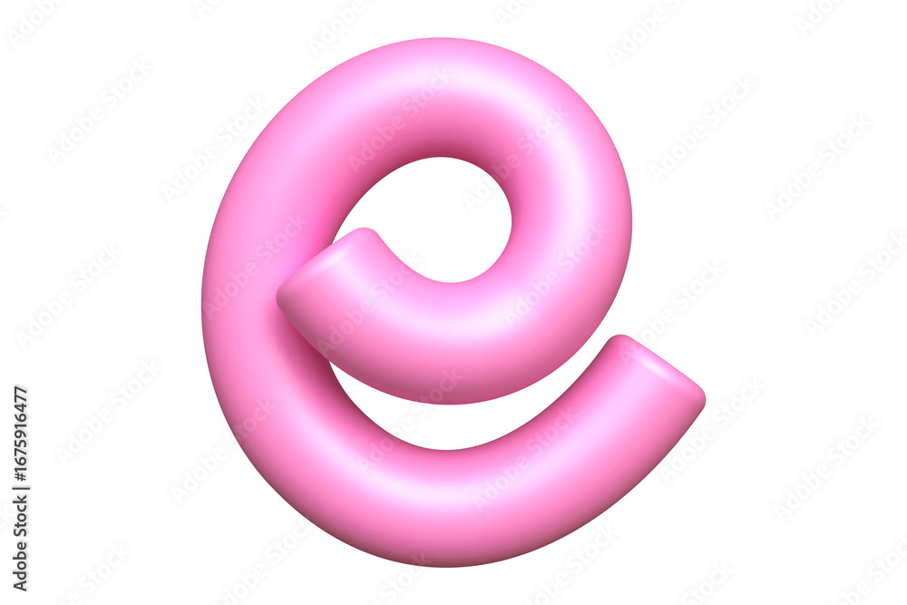 Aufkleber matte pastel alphabet letter e lowercase in pink. high quality 3d rendering smooth single-line font 