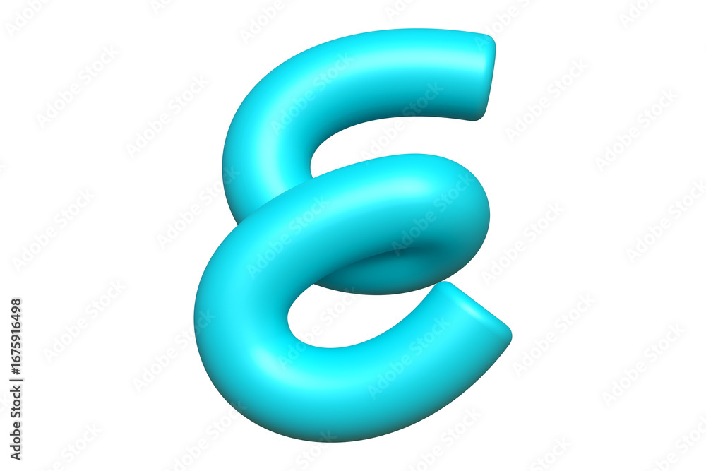 Aufkleber handwritting 3d alphabet letter e in pastel blue. high quality 3d rendering smooth single-line font 