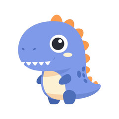 Cute blue dinosaur cartoon character vector illustration