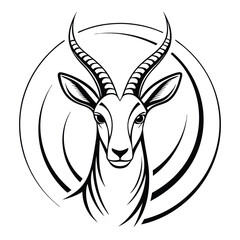 Stylized Antelope Head Silhouette Minimalist Wildlife Icon