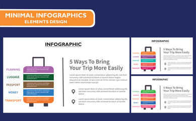 Infographic presenting "5 Ways To Bring Your Trip More Easily" using a suitcase icon with colored layers.