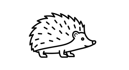 Simple Black and White Outline of a Hedgehog.