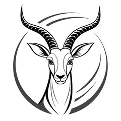 Elegant Antelope Head Silhouette Minimalist Curved Horns Design