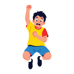 Boy Jumping in Fear: An illustration of a young boy jumping in fear, showcasing a burst of dynamic energy and emotional depth through its vibrant, illustrative style.
