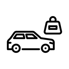 Obraz premium Car weight outline icon. car specification black line illustration.