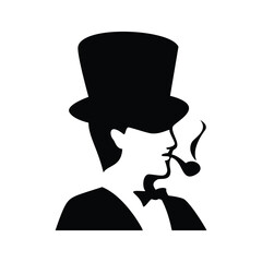 gentleman silhouette design. elegant guy symbol.