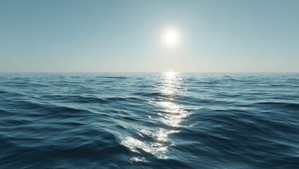 Obraz premium Open ocean expanse, sunlit waves