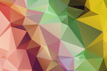 Abstract geometric low poly background with gradient colors of pink green and yellow pattern