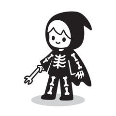 Cute little boy wearing skull costume