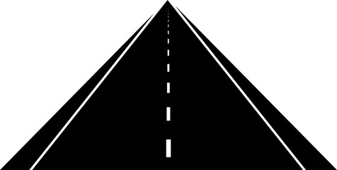 Winding road icon. Perfect Curved asphalt highway perspective. Bending street path with marking. Journey, drive, and direction concept. Empty motorway to horizon. isolated and transparent background