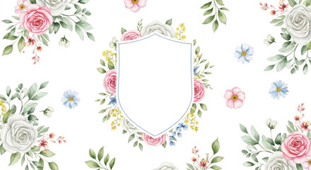 Elegant floral frame for wedding invitations, baby shower announcements and romantic designs, perfect for crafting