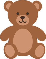 Cute brown teddy bear sitting with simple and soft features  