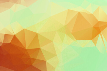 Abstract geometric low poly background with warm orange yellow and cool green gradient colors
