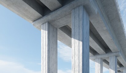 Fototapeta premium Concrete highway overpass supports