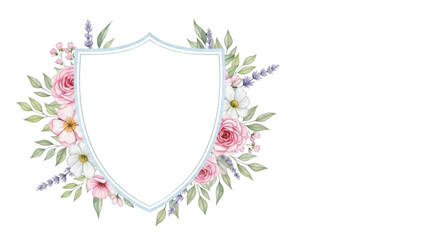 Elegant floral crest frames blank space for custom text and branding applications