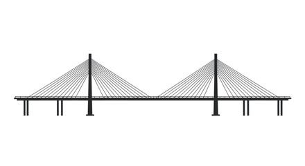 Modern Cable-Stayed Bridge with Tall Towers and Suspension Cables.