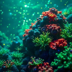 Obraz premium Vibrant Coral Reef A Colorful Underwater World Showcasing Marine Life and Ecosystems