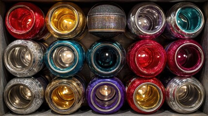 Colorful Round Ornamental Glass Balls In Wooden Box