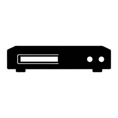 Find black dvd player icon vector graphic for home entertainment system design and media player use