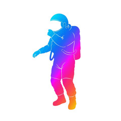 Vibrant astronaut silhouette in gradient colors captures the wonder of space exploration and scientific discovery