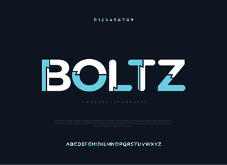 Creative modern urban alphabet font digital abstract Mowlem futuristic font logo for brands