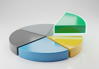 A colorful pie chart with one slice separated from the rest