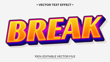 Vibrant 3D Text Effect of the Word Break