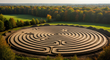 Naklejka premium Spiral Sand Pattern in a Field