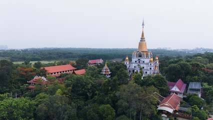 Aerial view of Buu Long Pagoda in Ho Chi Minh City. A beautiful buddhist temple hidden away in Ho...