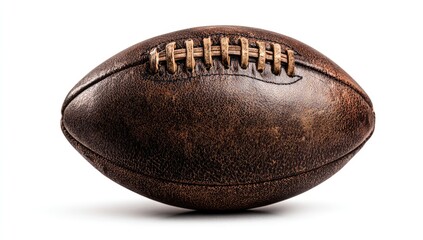 Aged brown leather American football