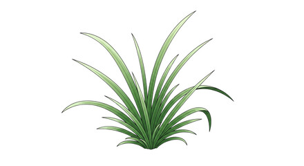 Vibrant Green Cartoon Plant Illustration with Fresh Foliage Clump Digital Art Isolated on White Background for Nature Graphics