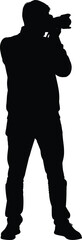 Silhouette of a male photographer taking a photo with professional camera, ideal for photography, creativity, media, and editorial content.