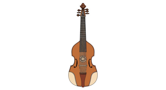 Detailed Illustration of a Baroque Viola da Gamba Instrument.