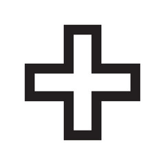 Obraz premium Simple black plus icon on white background