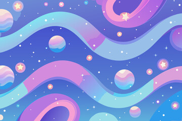 Fototapeta premium Whimsical cosmic journey with flowing pastel nebulae and sparkling stars, inviting wonder.