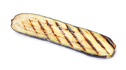 Slice of grilled eggplant isolated on white