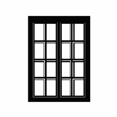 Elegant multi paned window with black frame and crisp outline silhouette.